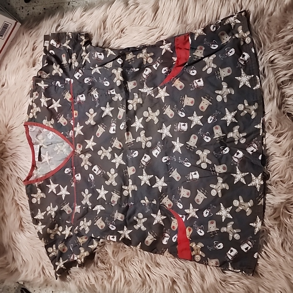 UA scrubs Christmas cookies top